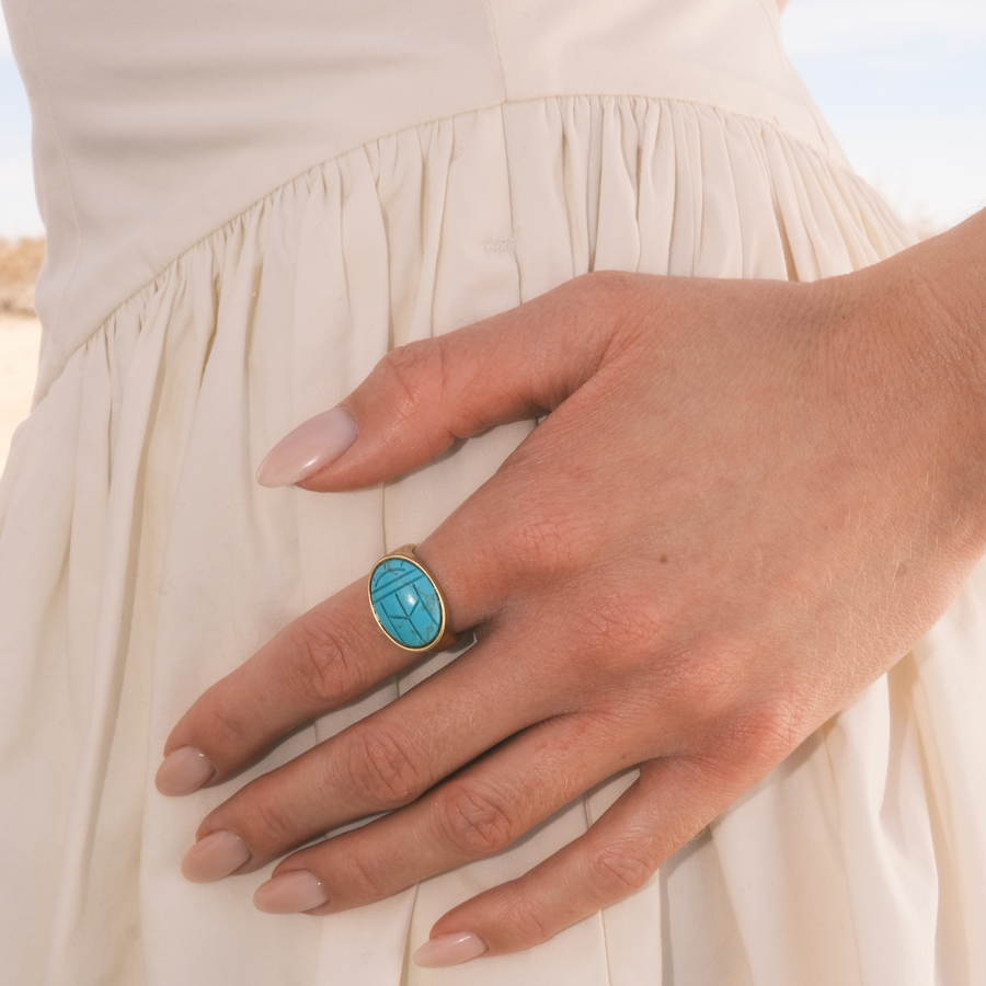 TURQUOISE SCARAB RING