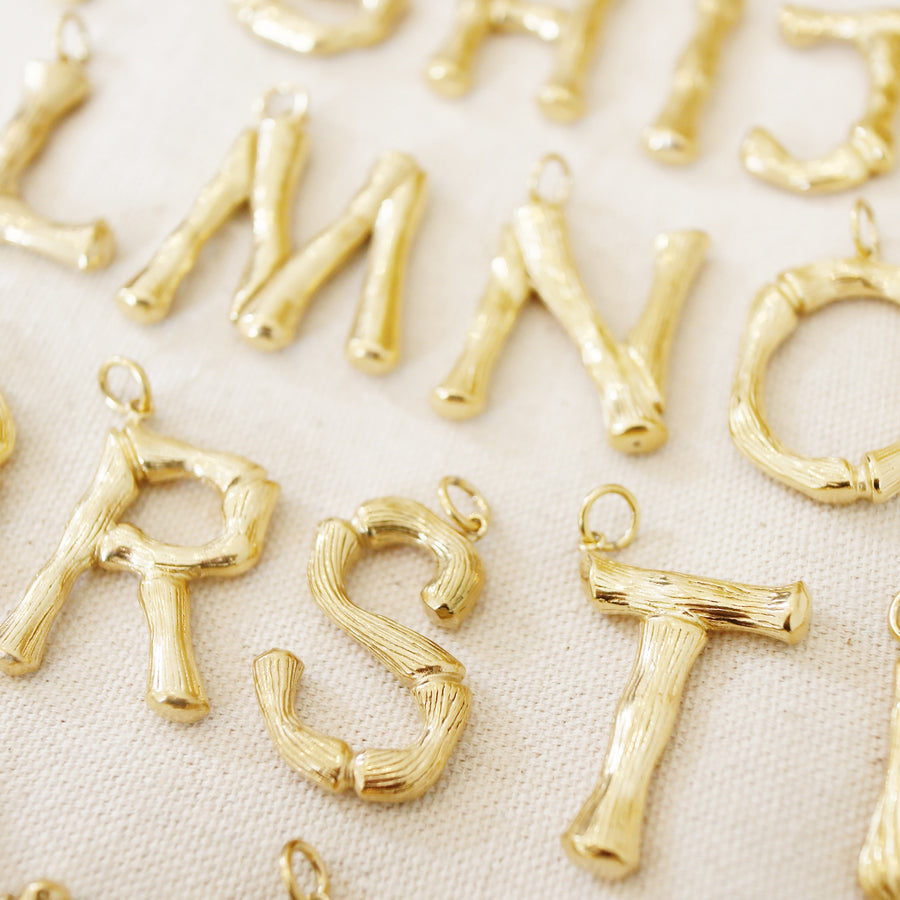 BAMBOO INITIAL PENDANT NECKLACE