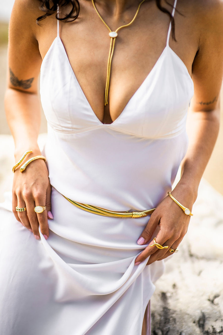 Scarab Lariat - Mother of Pearl
