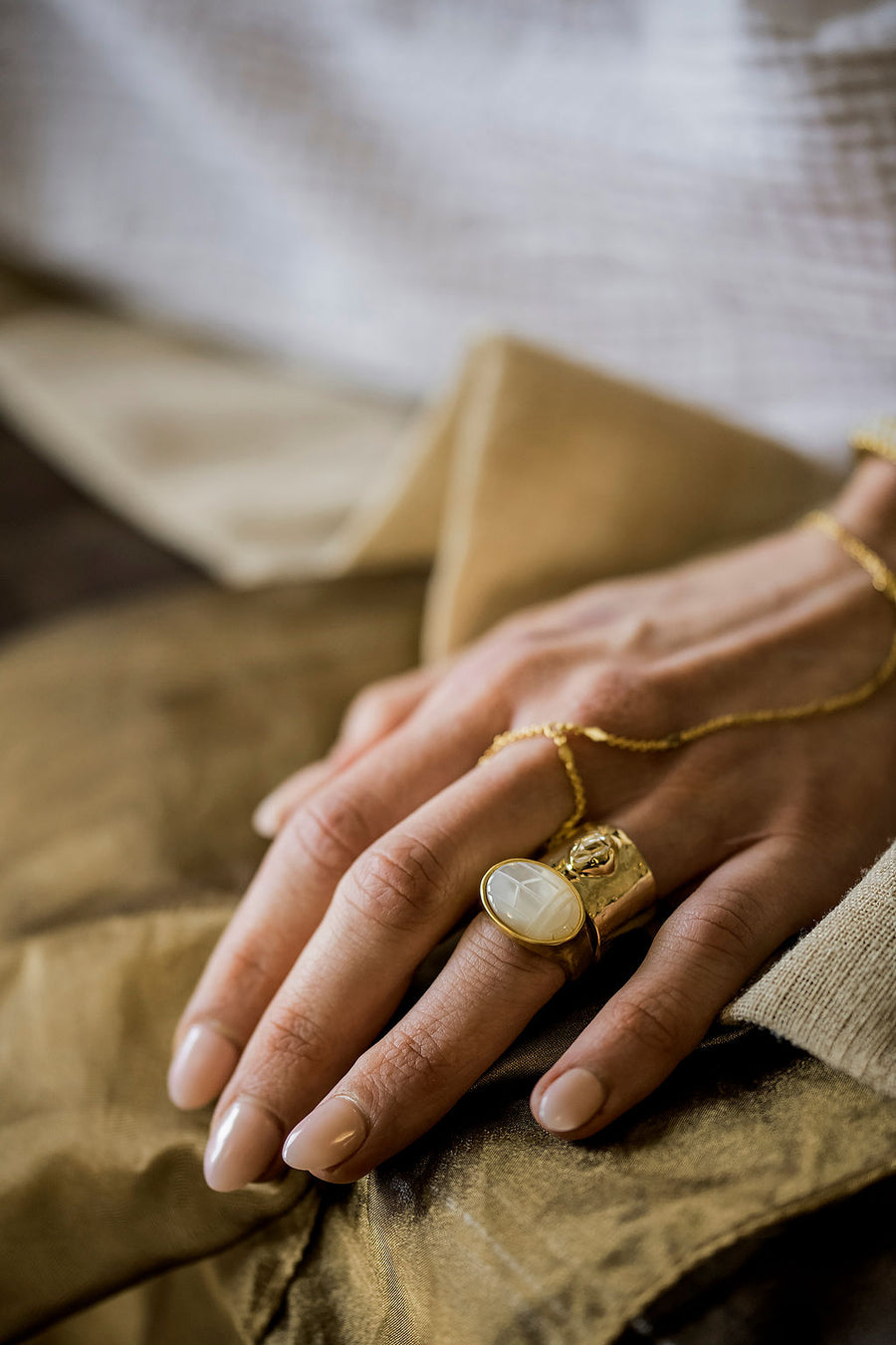 Mother of Pearl Scarab Ring