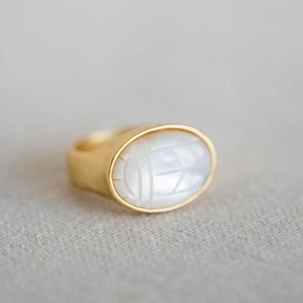 Mother of Pearl Scarab Ring