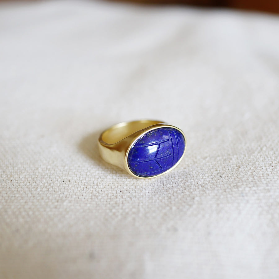 LAPIS SCARAB RING