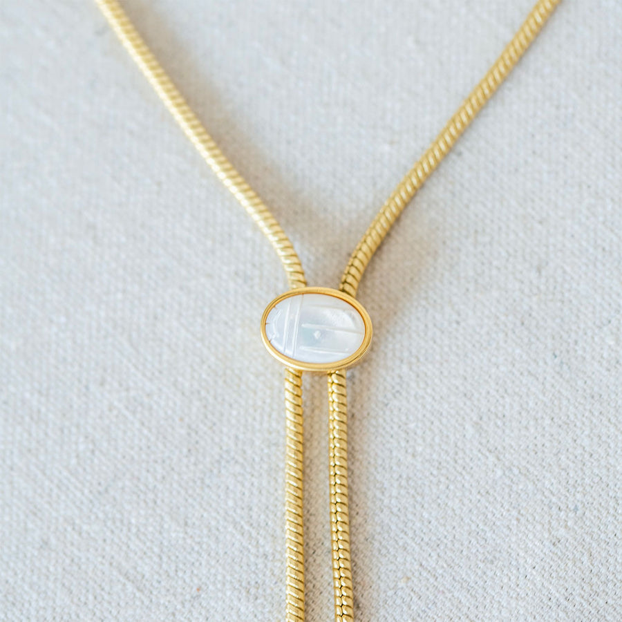Scarab Lariat - Mother of Pearl
